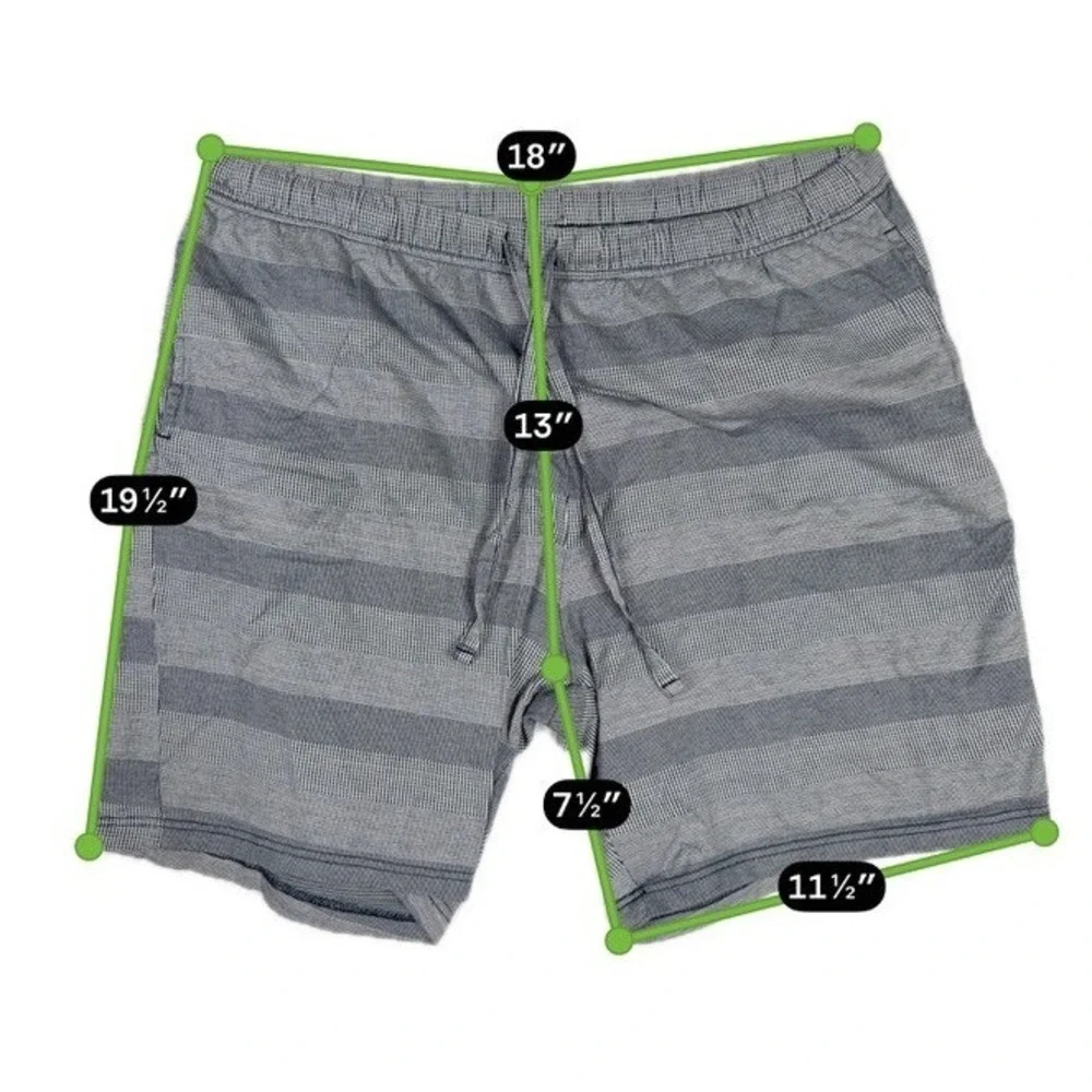 Caribbean Men's Drawstring Shorts Gray Striped 100% Cotton Size XL